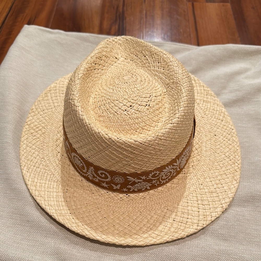 Hermes Tan Straw Hat with Brown Band